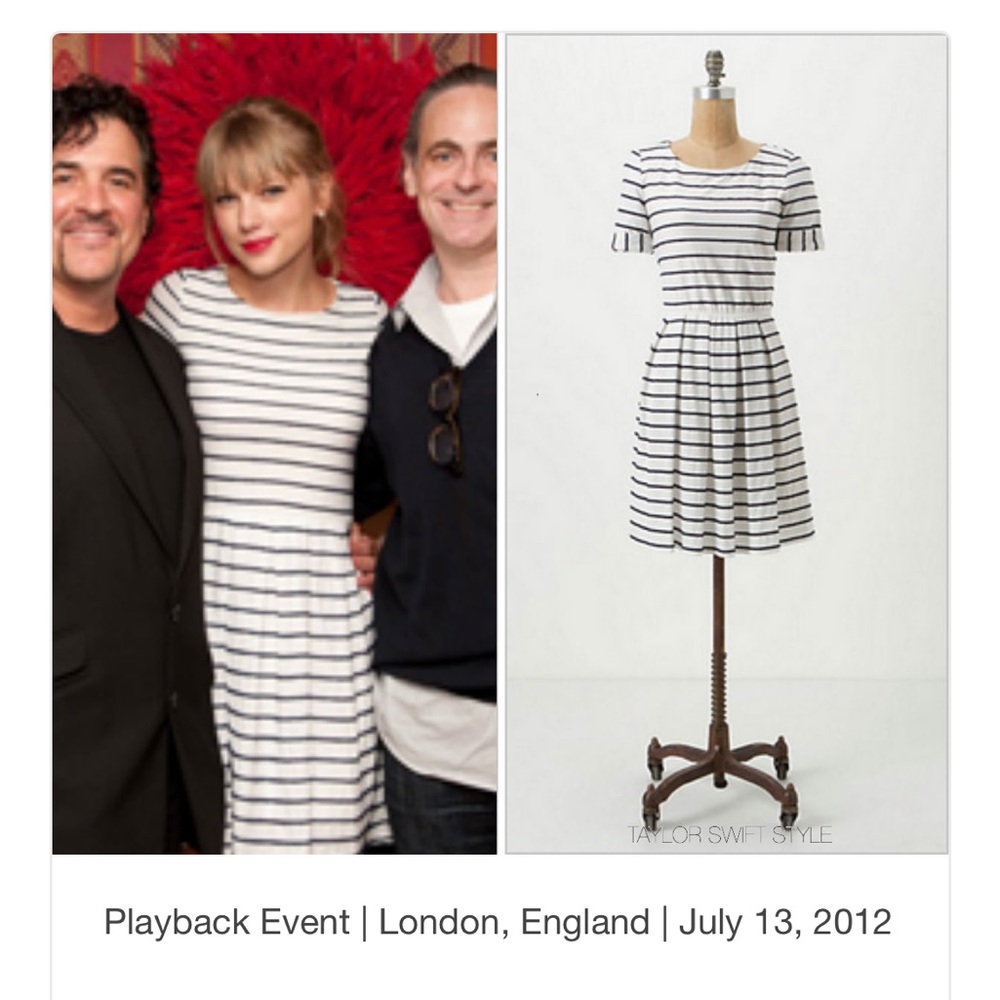 Bordeaux Blue & White Striped Short-Sleeve Dress